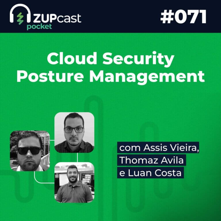 Capa do Zupcast sobre “Cloud Security Posture Management (CSPM)” onde temos a logo do ZupCast, seu título e o número do episódio.